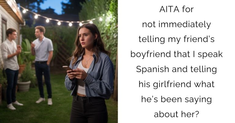 AITA for not immediately telling my friend’s boyfriend that I speak Spanish and telling his girlfriend what he’s been saying about her?