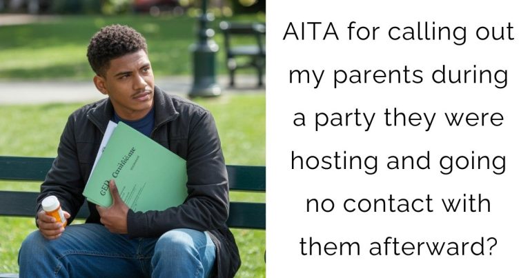AITA for calling out my parents during a party they were hosting and going no contact with them afterward?