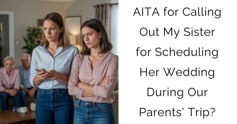 AITA for Calling Out My Sister for Scheduling Her Wedding During Our Parents’ Trip?