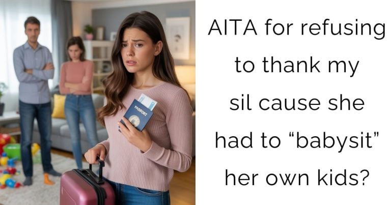 AITA for refusing to thank my sil cause she had to “babysit” her own kids?