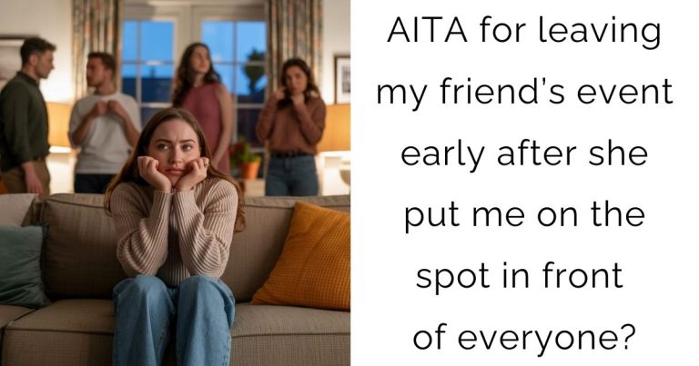 AITA for leaving my friend’s event early after she put me on the spot in front of everyone?