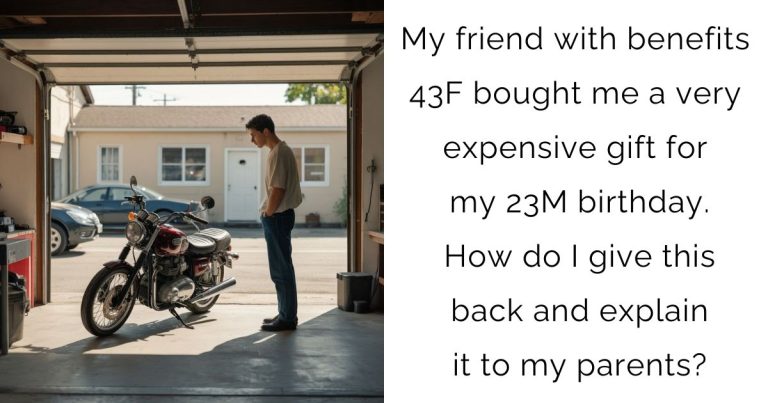 My friend with benefits 43F bought me a very expensive gift for my 23M birthday. How do I give this back and explain it to my parents?