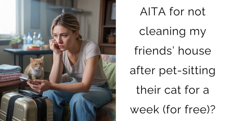 AITA for not cleaning my friends’ house after pet-sitting their cat for a week (for free)?
