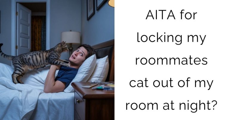 AITA for locking my roommates cat out of my room at night?