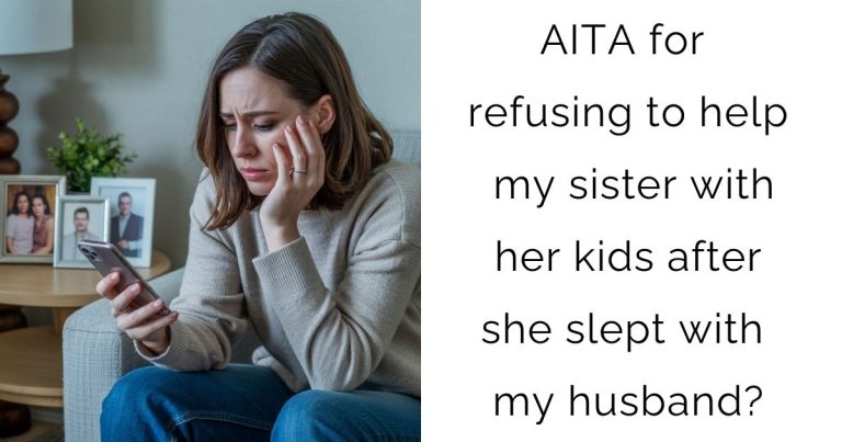 AITA for refusing to help my sister with her kids after she slept with my husband?