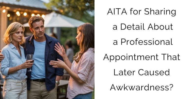 AITA for Sharing a Detail About a Professional Appointment That Later Caused Awkwardness?