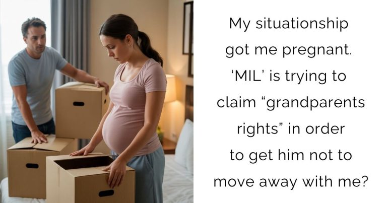My situationship got me pregnant. ‘MIL’ is trying to claim “grandparents rights” in order to get him not to move away with me?
