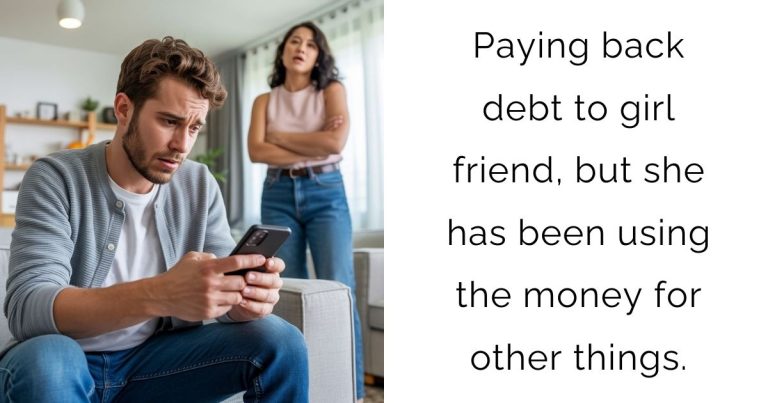 Paying back debt to girl friend, but she has been using the money for other things.