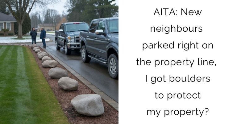 AITA: New neighbours parked right on the property line, I got boulders to protect my property?