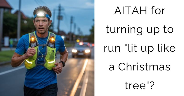 AITAH for turning up to run “lit up like a Christmas tree”?
