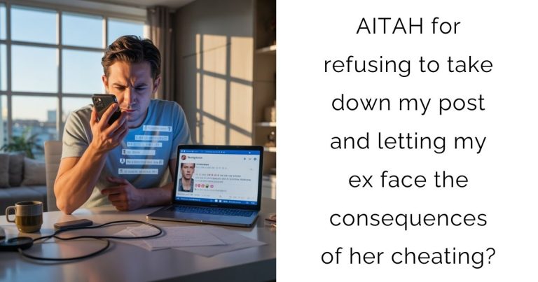 AITAH for refusing to take down my post and letting my ex face the consequences of her cheating?