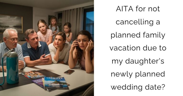 AITA for not cancelling a planned family vacation due to my daughter’s newly planned wedding date?