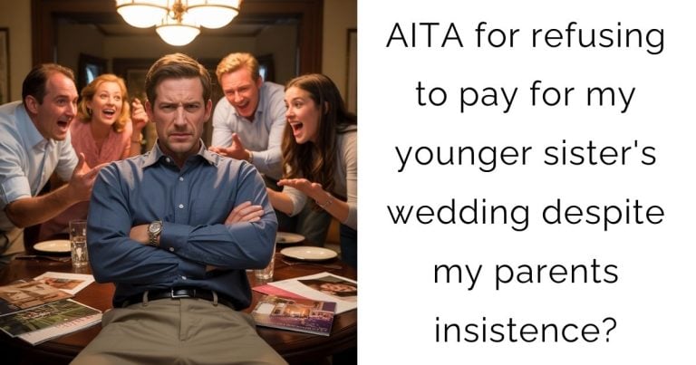 AITA for refusing to pay for my younger sister’s wedding despite my parents insistence?