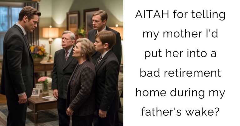 AITAH for telling my mother I’d put her into a bad retirement home during my father’s wake?