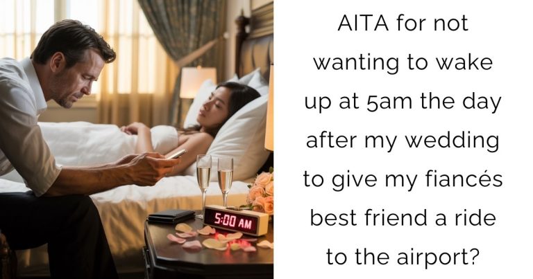 AITA for not wanting to wake up at 5am the day after my wedding to give my fiancés best friend a ride to the airport?