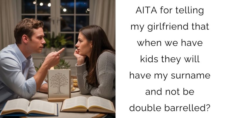 AITA for telling my girlfriend that when we have kids they will have my surname and not be double barrelled?