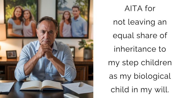AITA for not leaving an equal share of inheritance to my step children as my biological child in my will,