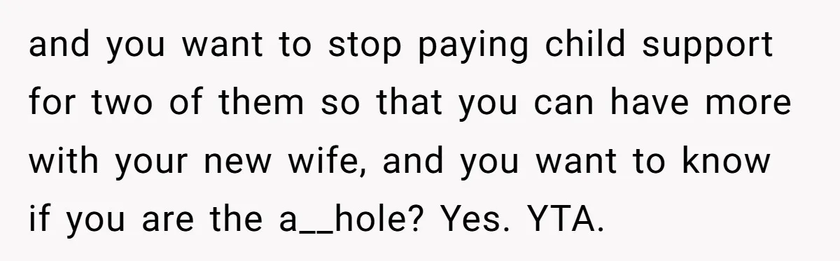 and you want to stop paying child support for two of them so that you can have more with your new wife, and you want to know if you are...