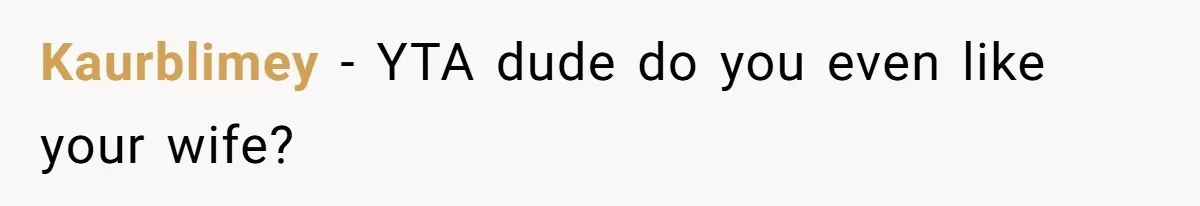 Kaurblimey − YTA dude do you even like your wife?