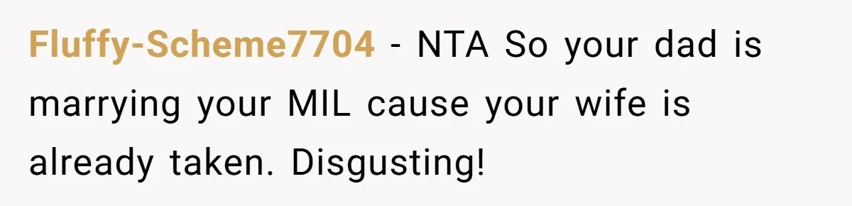 Fluffy-Scheme7704 - NTA So your dad is marrying your MIL cause your wife is already taken. Disgusting!