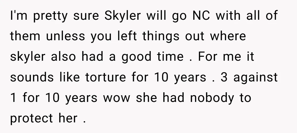 I'm pretty sure Skyler will go NC with all of them unless you left things out where skyler also had a good time . For me it sounds like torture...