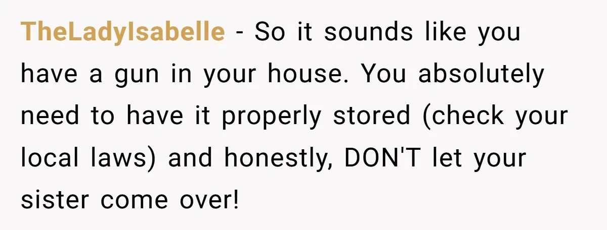 TheLadyIsabelle − So it sounds like you have a gun in your house. You absolutely need to have it properly stored (check your local laws) and honestly, DON'T let your...