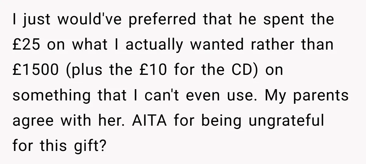 I just would've preferred that he spent the £25 on what I actually wanted rather than £1500 (plus the £10 for the CD) on something that I can't even use....