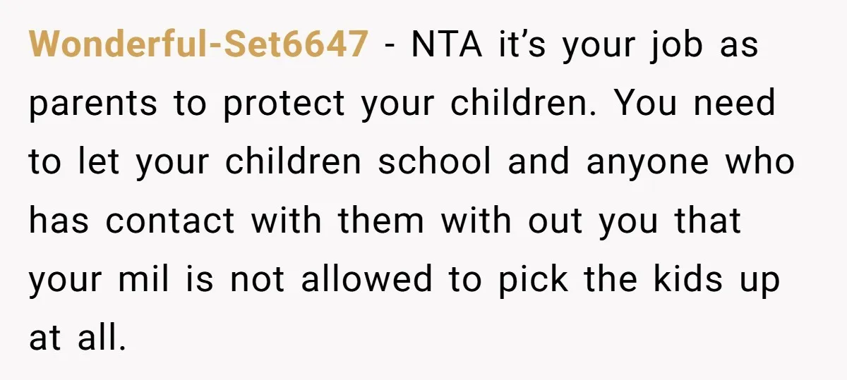 Wonderful-Set6647 − NTA it’s your job as parents to protect your children. You need to let your children school and anyone who has contact with them with out you that...