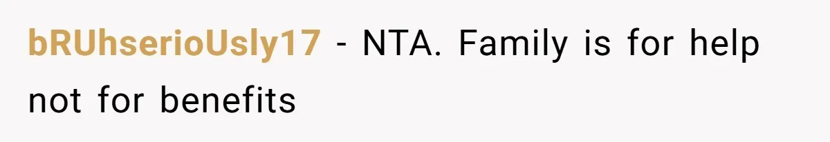 bRUhserioUsly17 − NTA. Family is for help not for benefits