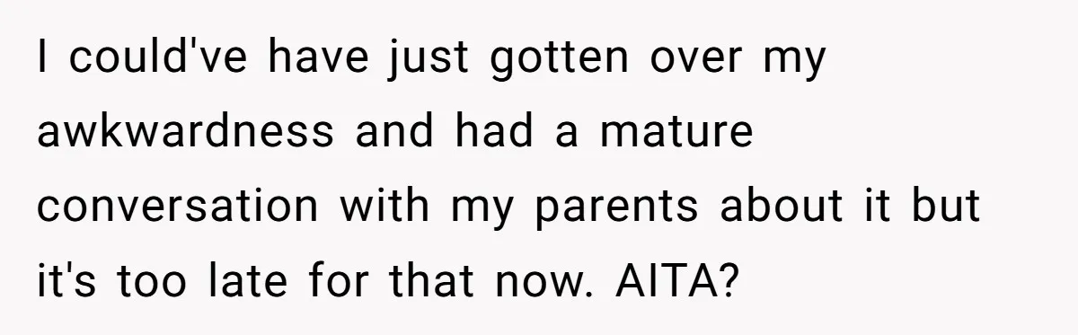 I could've have just gotten over my awkwardness and had a mature conversation with my parents about it but it's too late for that now. AITA?