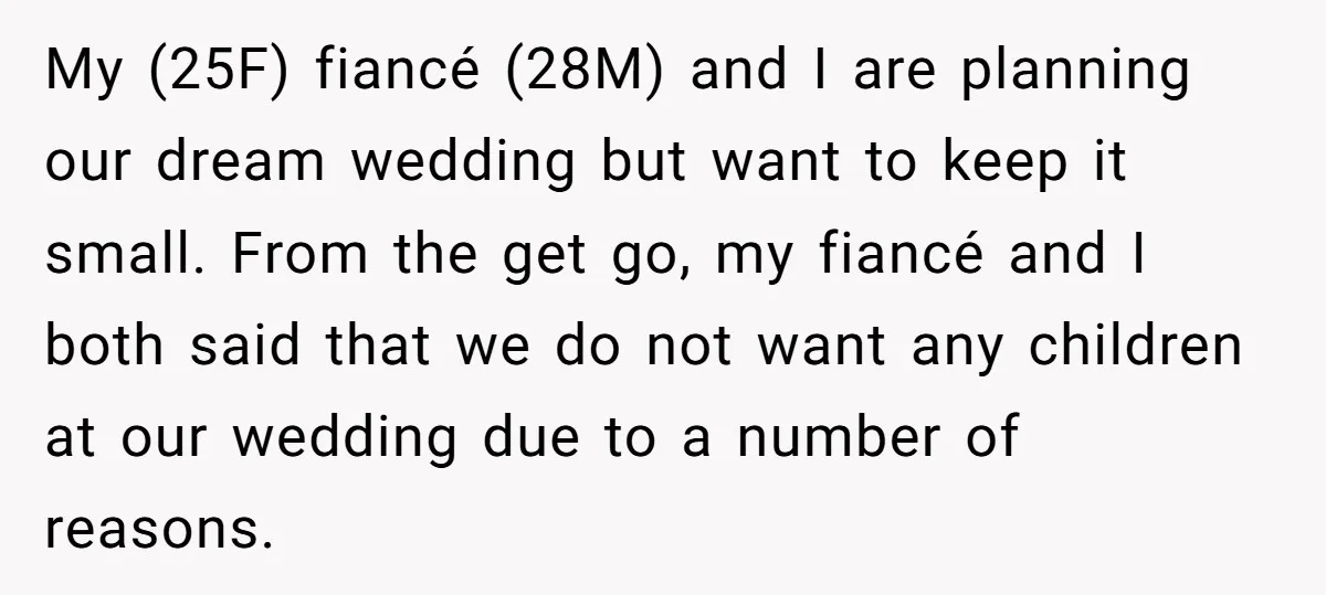 My (25F) fiancé (28M) and I are planning our dream wedding but want to keep it small. From the get go, my fiancé and I both said that we do...