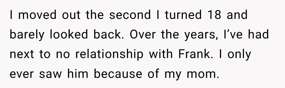 I moved out the second I turned 18 and barely looked back. Over the years, I’ve had next to no relationship with Frank. I only ever saw him because of...