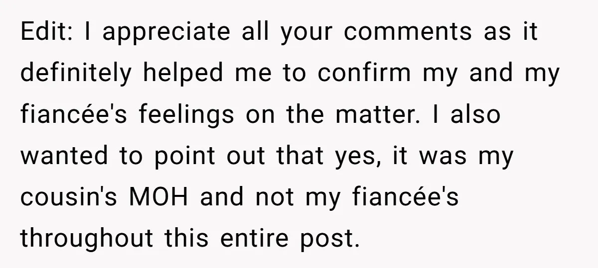 Edit: I appreciate all your comments as it definitely helped me to confirm my and my fiancée's feelings on the matter. I also wanted to point out that yes, it...