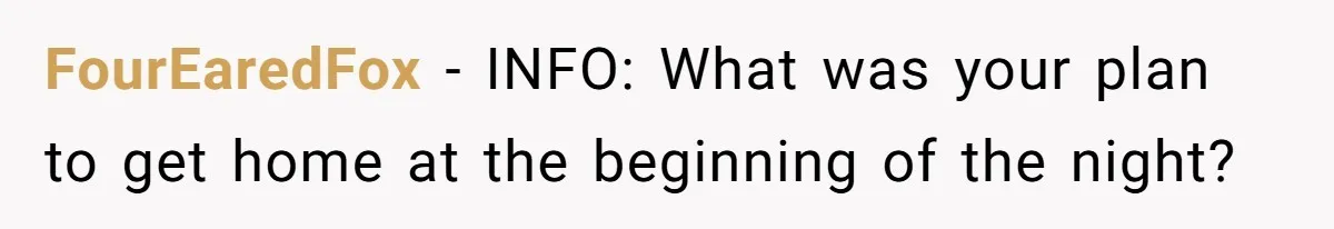 FourEaredFox − INFO: What was your plan to get home at the beginning of the night?