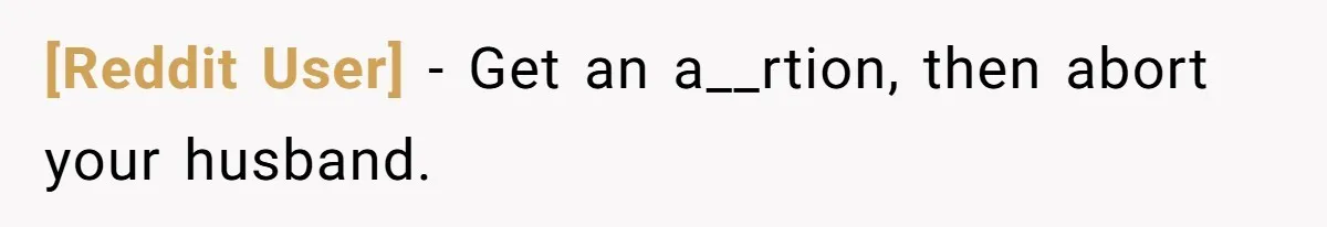 [Reddit User] − Get an a__rtion, then abort your husband.