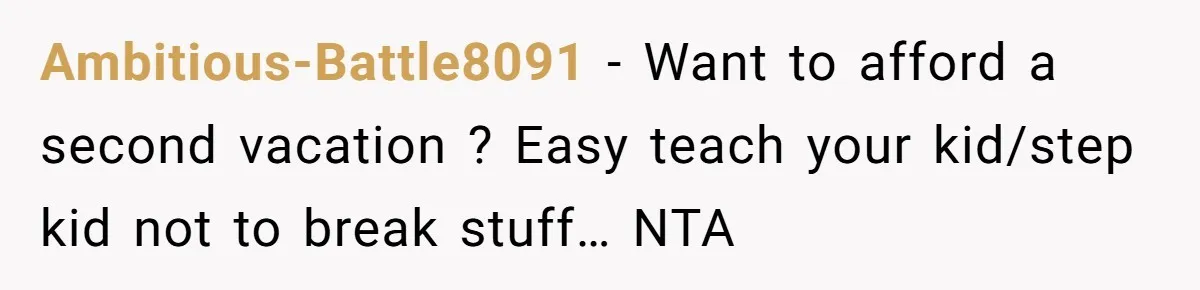 Ambitious-Battle8091 − Want to afford a second vacation ? Easy teach your kid/step kid not to break stuff… NTA