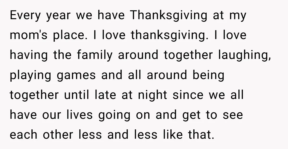 Every year we have Thanksgiving at my mom's place. I love thanksgiving. I love having the family around together laughing, playing games and all around being together until late at...