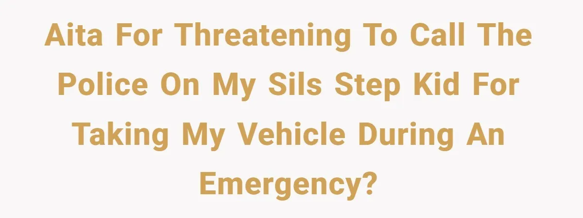 AITA for threatening to call the police on my SILs step kid for taking my vehicle during an emergency?