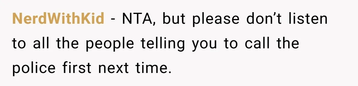 NerdWithKid − NTA, but please don’t listen to all the people telling you to call the police first next time.