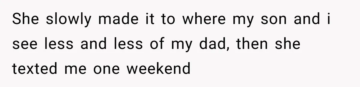 She slowly made it to where my son and i see less and less of my dad, then she texted me one weekend
