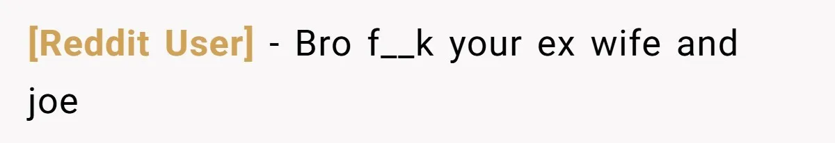[Reddit User] - Bro f__k your ex wife and joe