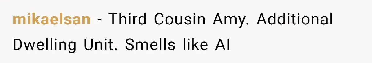 mikaelsan - Third Cousin Amy. Additional Dwelling Unit. Smells like AI