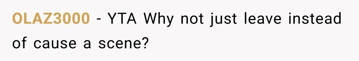 OLAZ3000 − YTA Why not just leave instead of cause a scene?