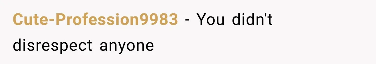 Cute-Profession9983 − You didn't disrespect anyone