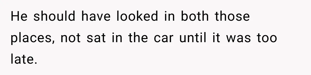He should have looked in both those places, not sat in the car until it was too late.