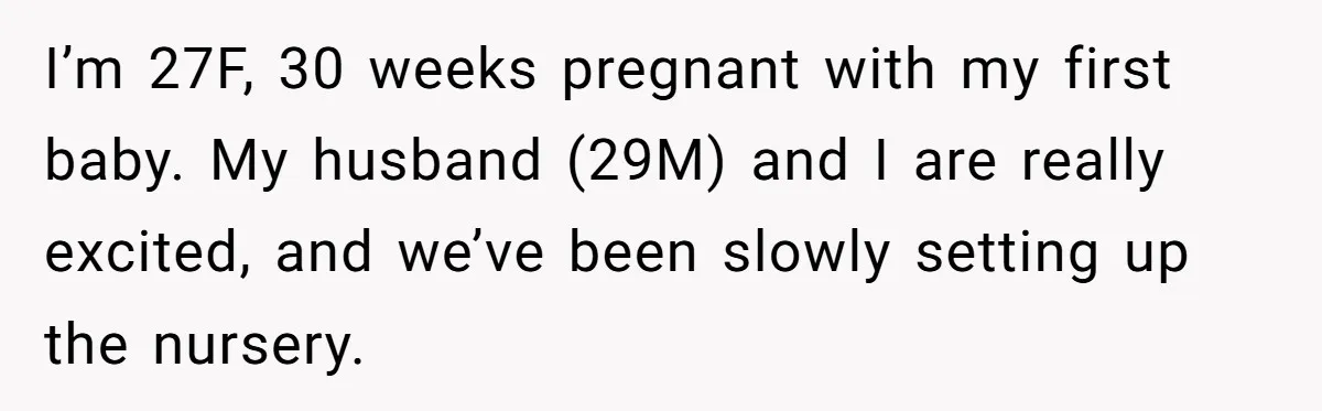 I’m 27F, 30 weeks pregnant with my first baby. My husband (29M) and I are really excited, and we’ve been slowly setting up the nursery.