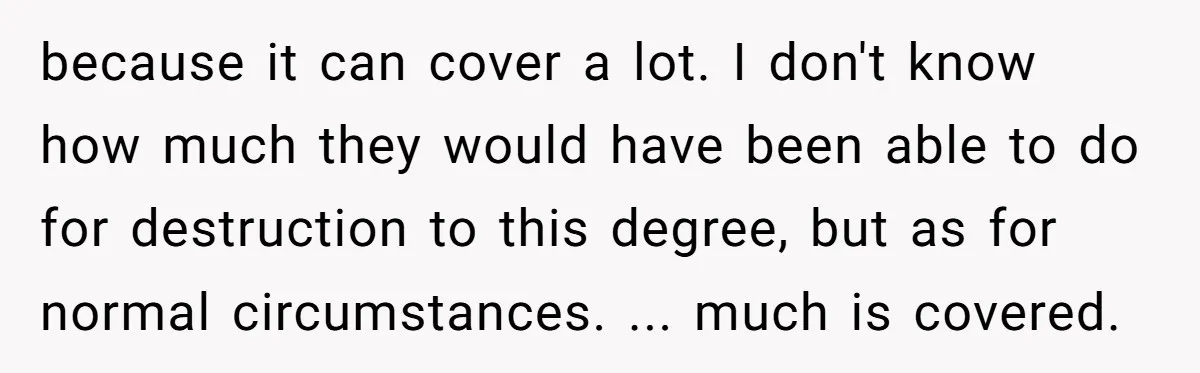 because it can cover a lot. I don't know how much they would have been able to do for destruction to this degree, but as for normal circumstances. ... much...
