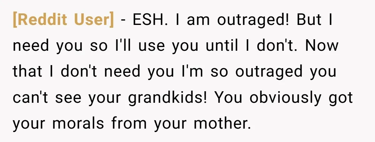 [Reddit User] − ESH. I am outraged! But I need you so I'll use you until I don't. Now that I don't need you I'm so outraged you can't see...