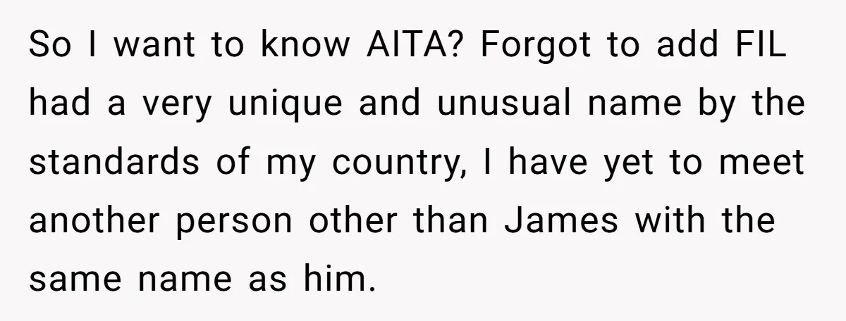So I want to know AITA? Forgot to add FIL had a very unique and unusual name by the standards of my country, I have yet to meet another person...