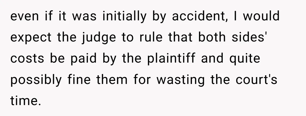 even if it was initially by accident, I would expect the judge to rule that both sides' costs be paid by the plaintiff and quite possibly fine them for wasting...